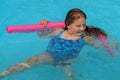 Cute smiling little girl in summer vacation swimming pool Royalty Free Stock Photo