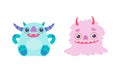 Cute Smiling Little Monsters Set Cartoon Vector Illustration Royalty Free Stock Photo