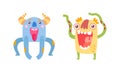 Cute Smiling Little Monsters Set, Happy Funny Colorful Aliens Cartoon Vector Illustration Royalty Free Stock Photo