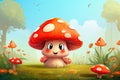 cute smiling mushroom childish AI generated