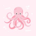 Cute smiling octopus isolated on pink background Royalty Free Stock Photo