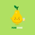 Cute Smiling Pear Juice Character