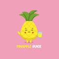 Cute Smiling Pinapple Juice Character