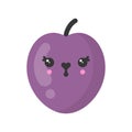 Cute smiling plum, isolated colorful vector fruit icon