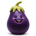 A cute and smiling purple eggplant character with rosy cheeks on a white background. Royalty Free Stock Photo