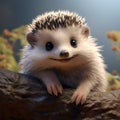 Ai, AI Generated Cute smiling realistic hedgehog. Nice eyes, nose, thorns