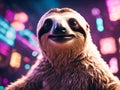 Cute smiling sloth on the background