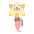 Cute smiling star monster with bushy tails