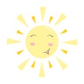 Cute smiling sun character. Happy sun . Bright sunny illustration