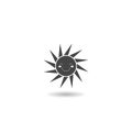 Cute smiling sun icon with shadow Royalty Free Stock Photo