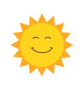 Cute smiling sun icon vector illustration isolated on white Royalty Free Stock Photo