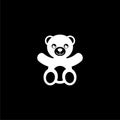 Cute smiling teddy bear icon or logo on dark background