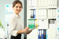 Cute smiling woman posing in conference room Royalty Free Stock Photo