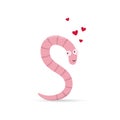 Cute smiling worm in love