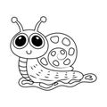 Cuties Snail Cartoon Colorless Royalty Free Stock Photo