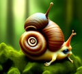 Cute Snail in Forest, Generative AI Illustration