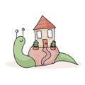 Cute Snail House Spot Illustration for House Warming Royalty Free Stock Photo