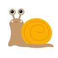 Cute snail icon. Cartoon kawaii funny kids baby character. Insect isolated. Orange shell house. Big eyes. Smiling face. Flat