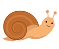 Cute snail icon flat or cartoon style. on white background. Vector illustration. Royalty Free Stock Photo