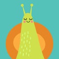 Cute Snail Portrait Vector Illustration