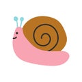 Cute snail. Vector illustration in a flat doodle style on a white background Royalty Free Stock Photo