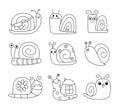Cute snails characters. Coloring Page