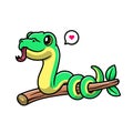 Cute Snake On Branch Cartoon Vector Icon Illustration Royalty Free Stock Photo