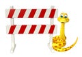 Cute Snake cartoon character with baracade Royalty Free Stock Photo