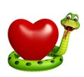 Cute Snake cartoon character with heart Royalty Free Stock Photo