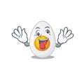 Cute sneaky boiled egg Cartoon character with a crazy face