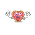 Cute sneaky cookie heart Cartoon character with a crazy face