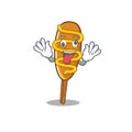 Cute sneaky corn dog Cartoon character with a crazy face