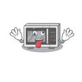 Cute sneaky microwave Cartoon character with a crazy face