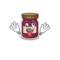 Cute sneaky plum jam Cartoon character with a crazy face