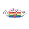 Cute sneaky rainbow cake Cartoon character with a crazy face