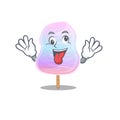 Cute sneaky rainbow cotton candy Cartoon character with a crazy face