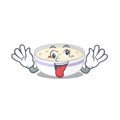 Cute sneaky steamed egg Cartoon character with a crazy face