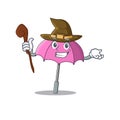 Cute and sneaky Witch pink umbrella cartoon design style