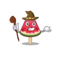 Cute and sneaky Witch watermelon ice cream cartoon design style Royalty Free Stock Photo