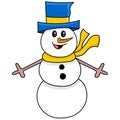 Cute snow doll doodle image icon