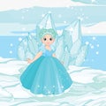 Cute Snow Queen in a winter landscape Royalty Free Stock Photo