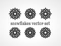 Cute snowflake collection isolated on white background. Flat snow icon, snow flakes silhouette. Nice snowflakes for christmas. Royalty Free Stock Photo