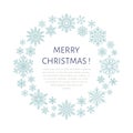 Cute snowflake poster, banner. Season greetings. Flat snow icons, snowfall. Nice snowflakes for christmas banner, cards. New year