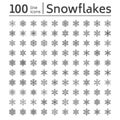 Cute snowflakes collection isolated on white background. Flat line snow icons bundle, snow flakes silhouette. Nice Royalty Free Stock Photo