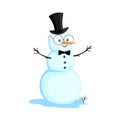 Snowman in a top hat, bow tie and glasses Royalty Free Stock Photo