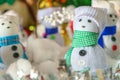 Cute snowman artificial made of socks to decorate for Christmas day