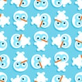 Cute Snowman baby pattern seamless. Cartoon Snowman child background. Christmas and New Year texture. Xmas Baby fabric ornament