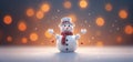 Cute Snowman in Bokeh Lights