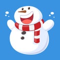 Cute snowman cartoon image standing with arms, vector