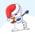 Cute snowman cartoon posing dubbing